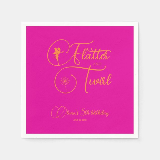 Serviette En Papier Néon rose minimaliste Simple fille Fée Anniversair (Devant)
