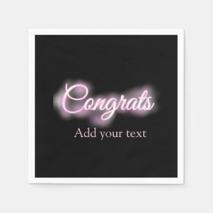 Serviette En Papier Neon signe rose grats ajouter texte rétro 90s reno