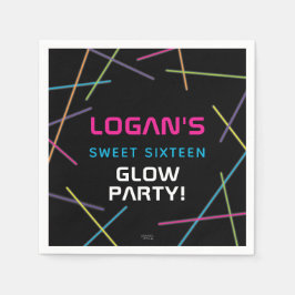 Serviette En Papier Neon Sweet 16 Anniversaire Glow Party