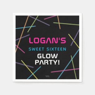 Serviette En Papier Neon Sweet 16 Birthday Glow Party