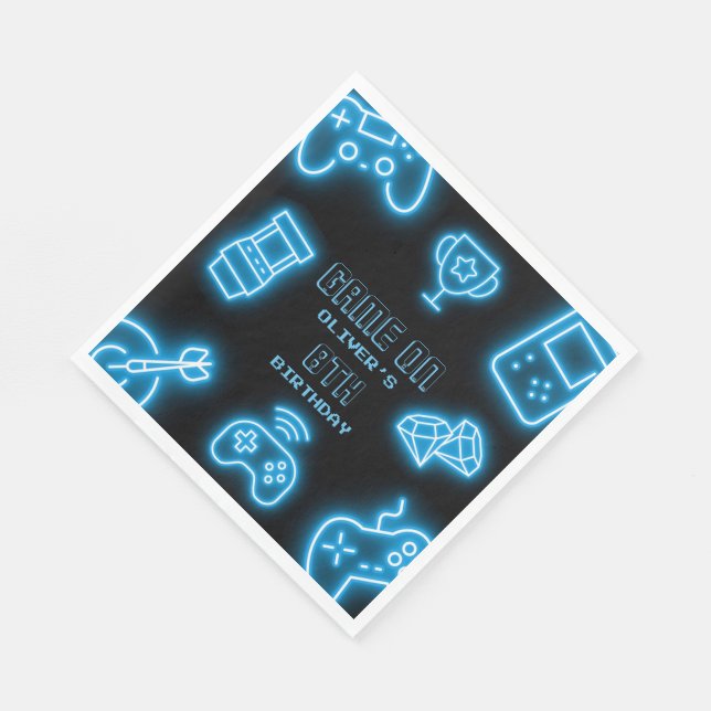 Serviette En Papier Neon Toute année jeux vidéo anniversaire (Coin)