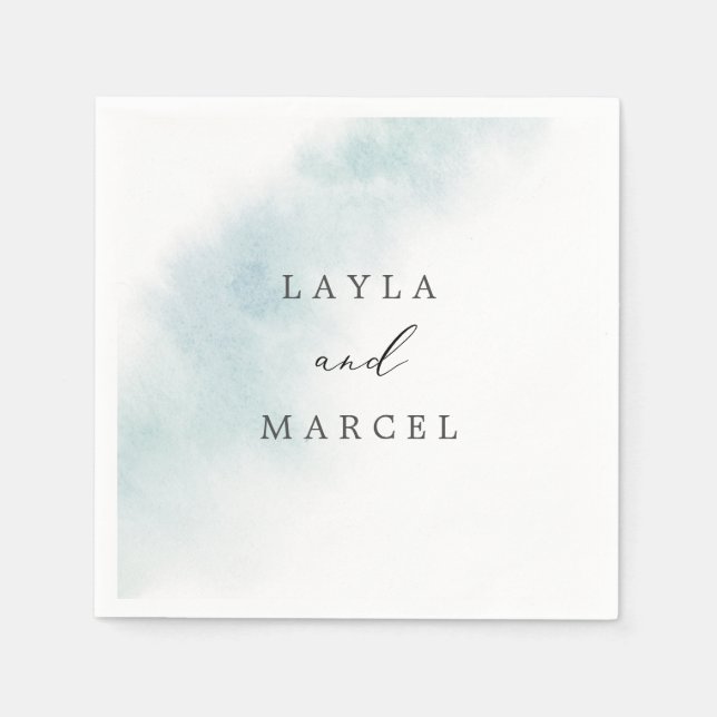 Serviette En Papier Nettoyage aquarelle | Mariage bleu (Devant)