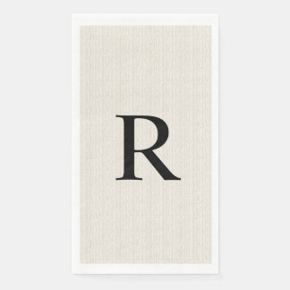 Serviette En Papier Neutre Faux Burlap Off White Classic Monogramme
