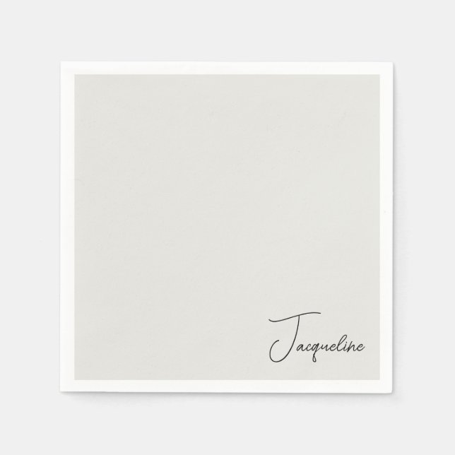 Serviette En Papier Neutre Personnalisé Script Nom Douche Cocktail (Devant)