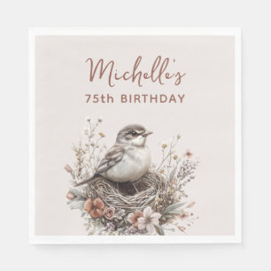 Serviette En Papier Nid d'oiseau Terracotta Rose 75e Anniversaire