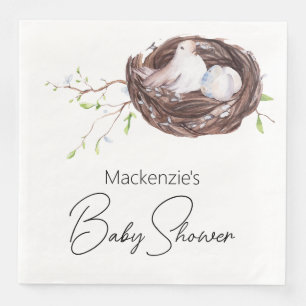 Serviette En Papier Nid d'oiseaux d'aquarelle et Baby shower d'oeufs