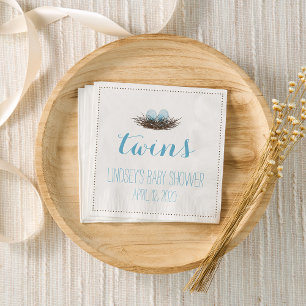 Serviette En Papier Nid d'oiseaux d'aquarelle   Twis Baby Boys Douche