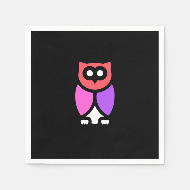 Serviette En Papier Night Owl, Beau rose & rouge, Pop Art Abstrait (Devant)