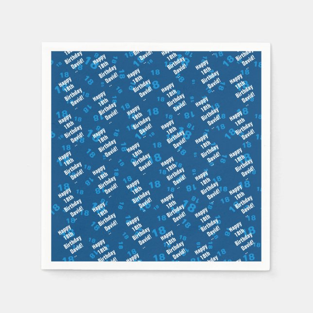 Serviette En Papier N'importe quel âge et nom anniversaire heureux per (Devant)