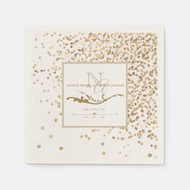 Serviette En Papier N'IMPORTE QUEL Anniversaire Monogram Napkin (Devant)