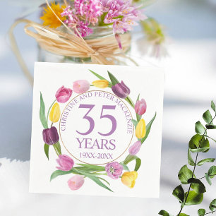 Serviette En Papier N'importe quel Mariage d'aquarelle Tulipes Anniver