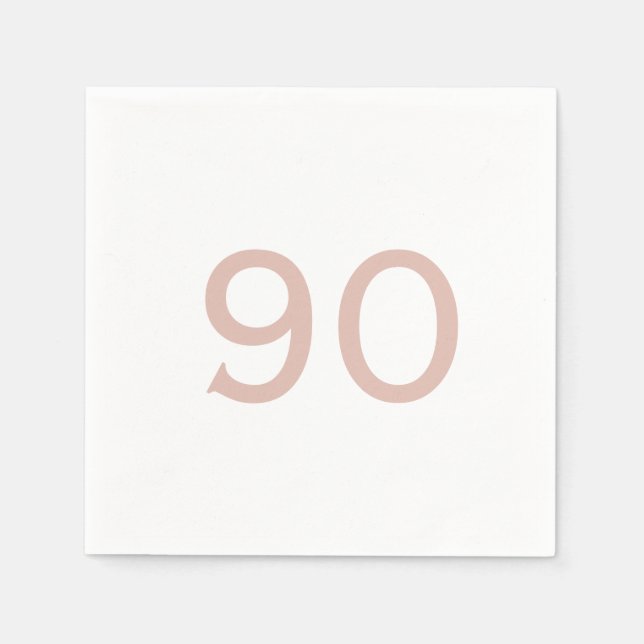 Serviette En Papier Ninetieth Birthday Blush Number Cocktail blanc (Devant)