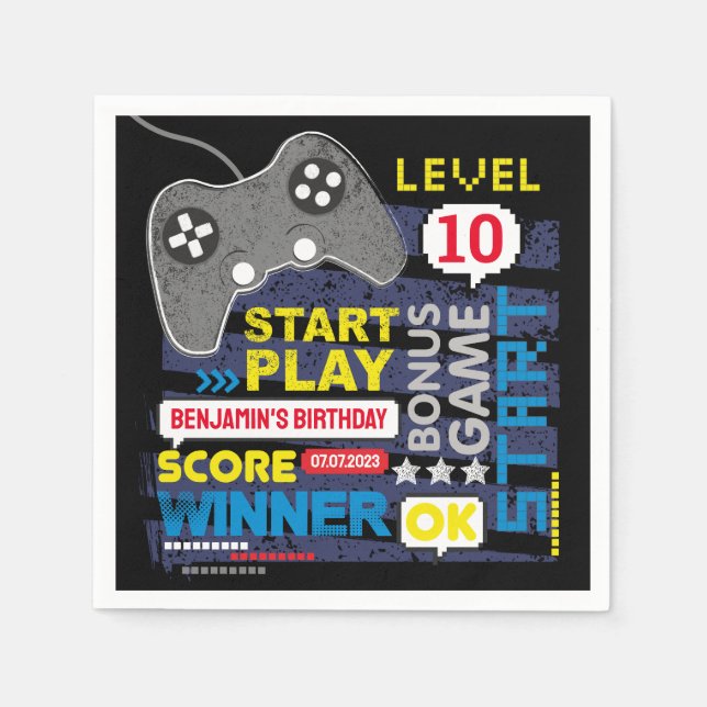 Serviette En Papier Niveau de contrôleur de jeu vidéo haut Gamer Anniv (Devant)
