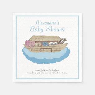 Serviette En Papier Noah's Ark Baby Boy Baby shower bleu