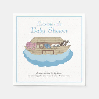 Serviette En Papier Noah's Ark Baby Boy Baby shower bleu