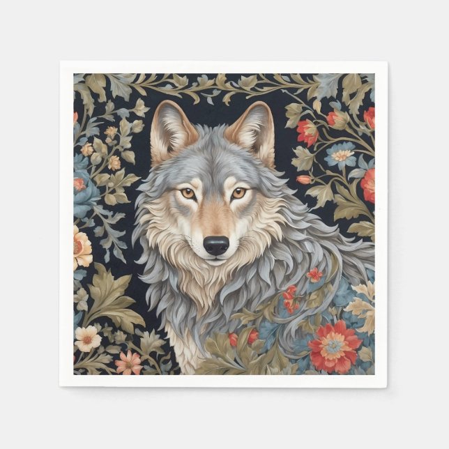 Serviette En Papier Noble Grey Wolf William Morris Inspiré (Devant)