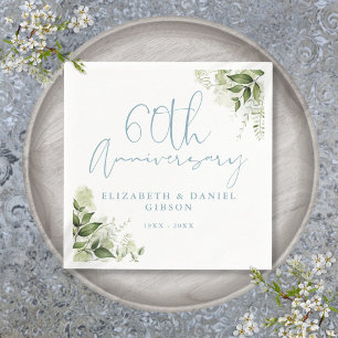 Serviette En Papier Noces de diamant végétation florale 60 ans de mari