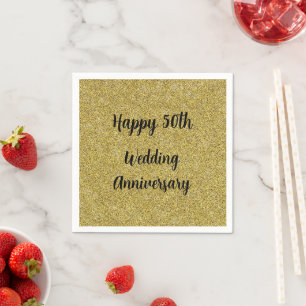 Serviette En Papier Noces de paillettes d'or pour 50 ans de mariage,