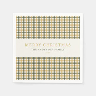 Serviette En Papier Noël à carreaux jaunes et verts
