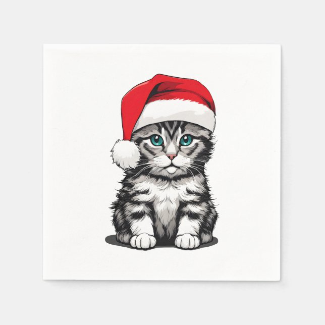 Serviette En Papier Noël à Kitten (Devant)