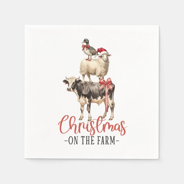 Serviette En Papier Noël à la ferme Barnyard animal (Devant)