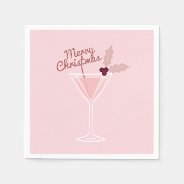 Serviette En Papier Noël à Martini rose (Devant)