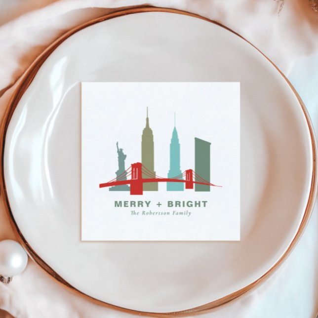 Serviette En Papier Noël à New York, Architecture Skyline (Créateur téléchargé)