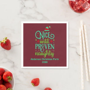 Serviette En Papier Noël amusant, Nice jusqu'à prouvé Naughty Rouge
