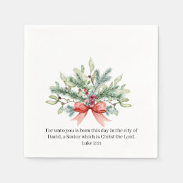 Serviette En Papier Noël Aquarelle religieuse Verdure