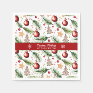 Serviette En Papier Noël Aquarelle Vacances Décoration Motif