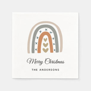 Serviette En Papier Noël arc-en-ciel brun beige gris blanc