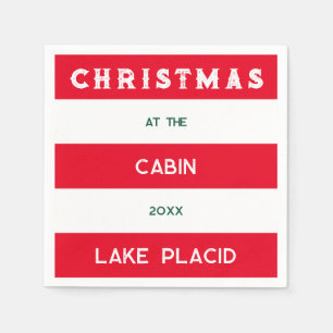 Serviette En Papier Noël Au Cabine Red Nautical Stripe Lake