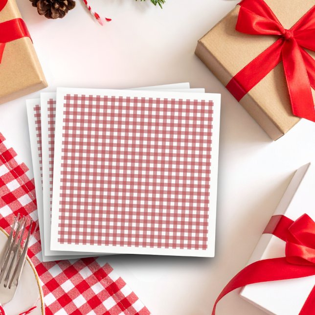 Serviette En Papier Noël au pays du Gingham rouge Fête de mariage (Créateur téléchargé)