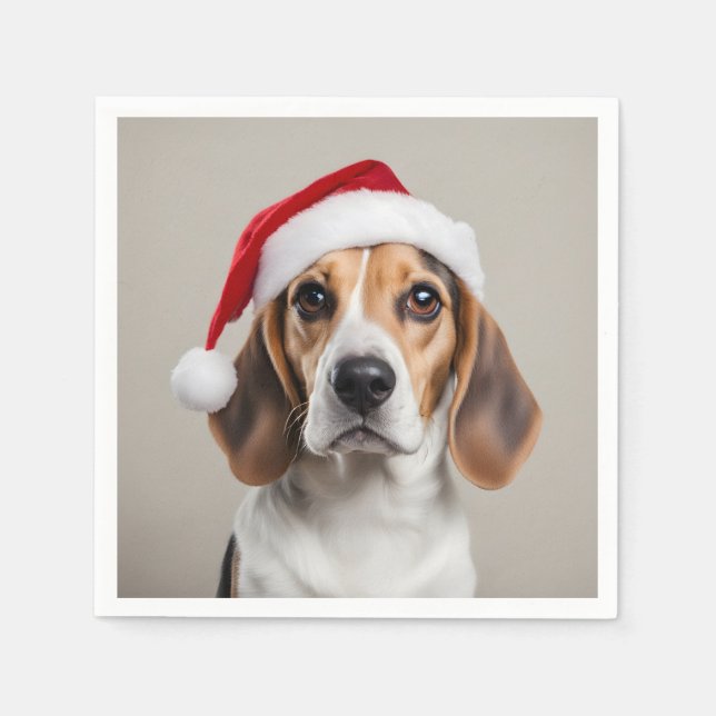 Serviette En Papier Noël beagle (Devant)