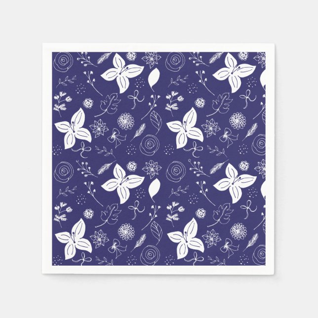 Serviette En Papier Noël bleu marine (Devant)