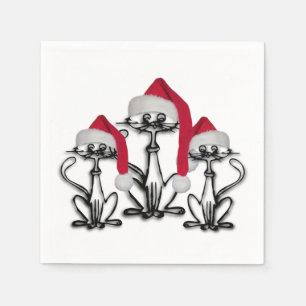 Serviette En Papier Noël Caroling Chats Joyeux Amusants