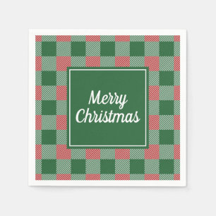 Serviette En Papier Noël classique à carreaux verts et rouges