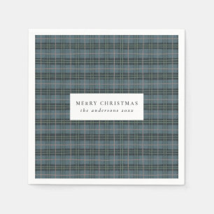 Serviette En Papier Noël classique bleu Tartan Plaid