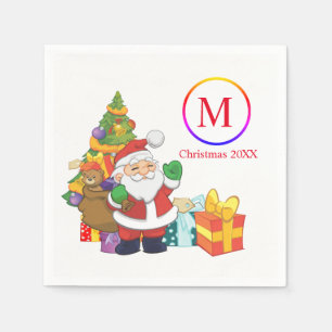 Serviette En Papier Noël classique du Père Noël Monogramme