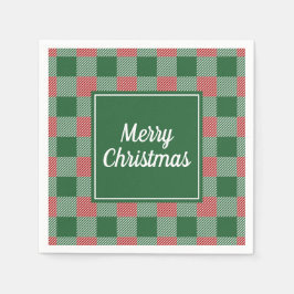 Serviette En Papier Noël Classique Vert Et Rouge Plaid
