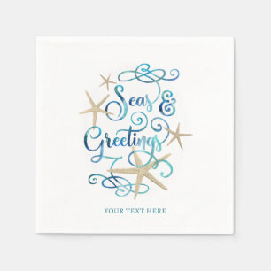 Serviette En Papier Noël côtier MER & SALUT Personnalisé