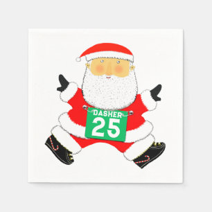 Serviette En Papier Noël de coureur de Noël en course