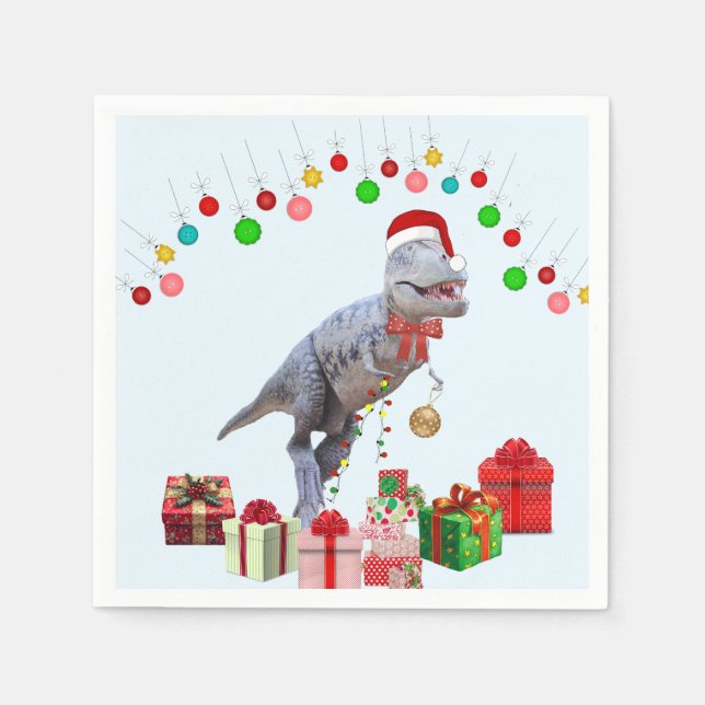 Serviette En Papier Noël de Dinosaur (Devant)