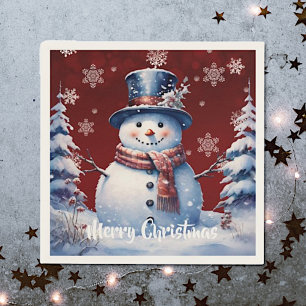 Serviette En Papier Noël de la forêt d'hiver Red