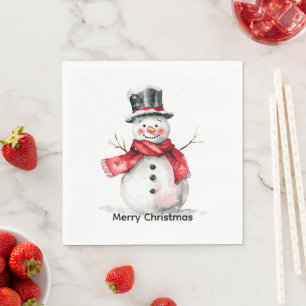 Serviette En Papier Noël de l'Écharpe rouge des neiges