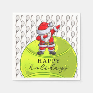 Serviette En Papier Noël de tennis avec balle et raquette avec Père No