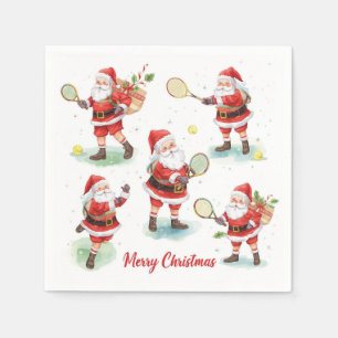 Serviette En Papier Noël de tennis avec Père Noël balle de tennis