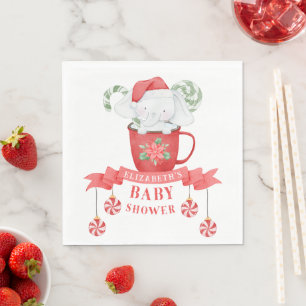 Serviette En Papier Noël des éléphants blancs BABY SHOWER