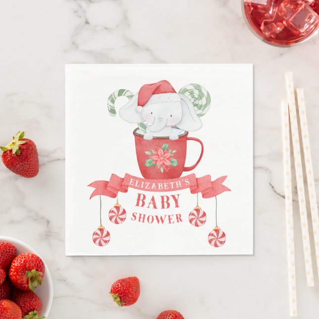 Serviette En Papier Noël des éléphants blancs | BABY SHOWER (En situation)