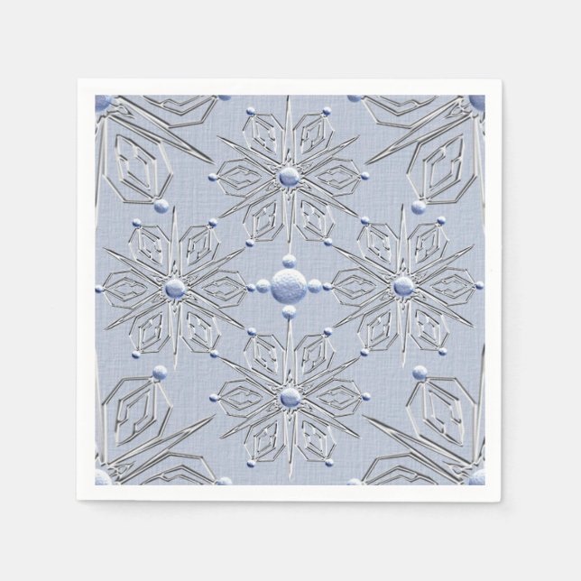 Serviette En Papier Noël des flocs à neige (Devant)